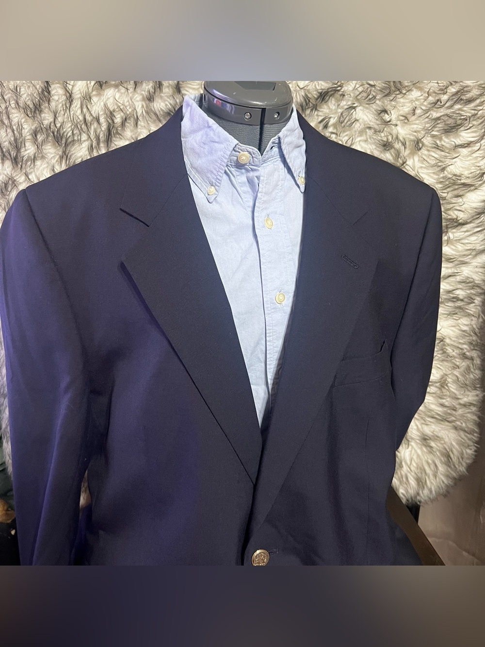 Mappelli de Milano 46 L Navy 100% Wool Gold Button Blazer Jacket Classic Men's